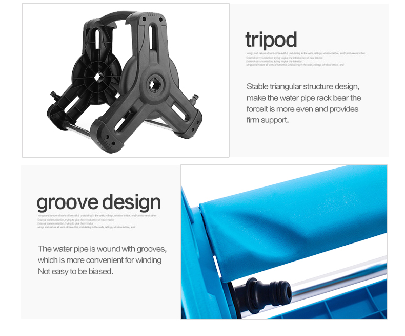 Dise&ntilde;o de carro y carrete de manguera giratorio resistente para jard&iacute;n.